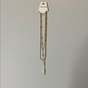 NEW TRIPLE GOLD CROSS AND CHAIN NECKLACE